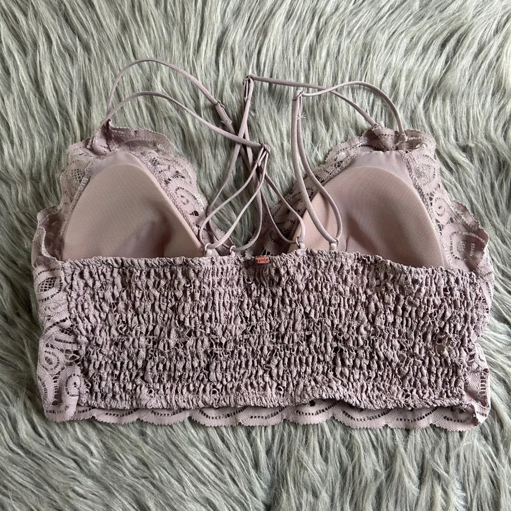 PINK‎ Victoria's Secret Wireless Bralette Womens Size Large Purple Lace Bra